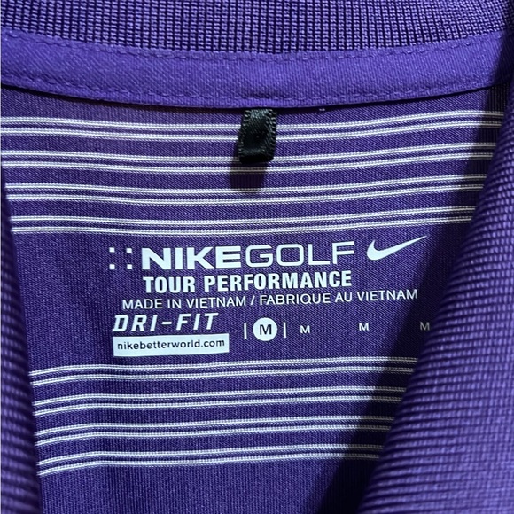 NIKE Golf DRI-FIT Women's M Tour Performance Polo Shirt Purple Striped - Picture 2 of 4